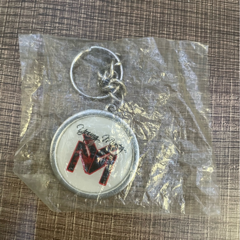 Silver and Red Young Money Keychain